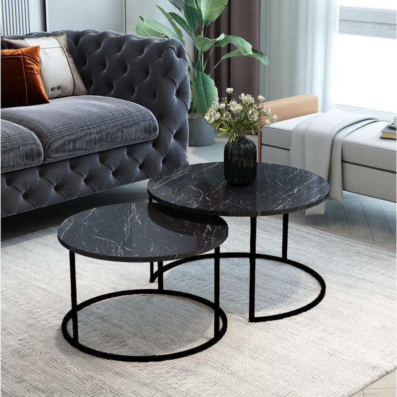 Set de 2 masute de cafea Solme, 60x60x40 cm - Negru