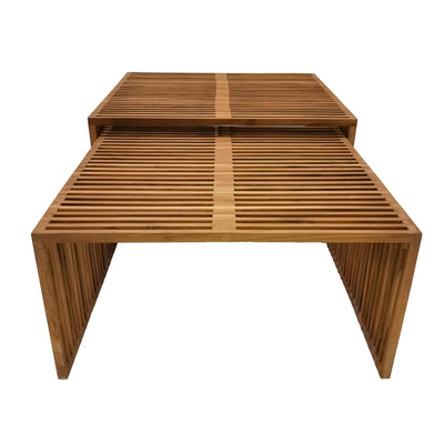 Set de 2 mese de gradina stivuibile Tinnie Boho, Natural, 86x80x46 cm, perspectiva suplimentara