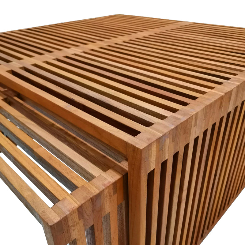 Set de 2 mese de gradina stivuibile Tinnie Boho, Natural, 86x80x46 cm