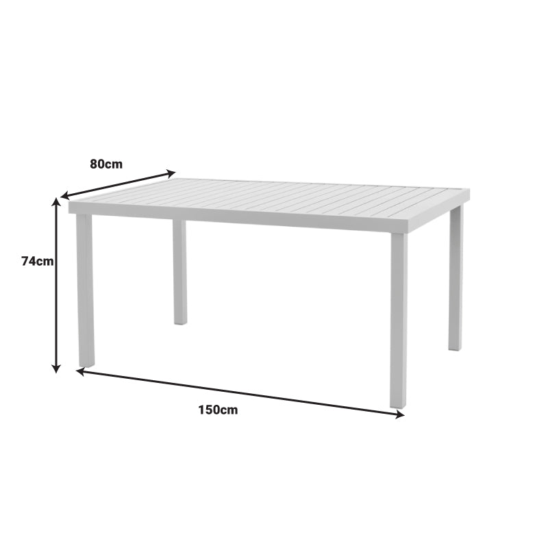 Set de 5 buc masa si scaune de gradina Kliton Clutch aluminiu, alb, 150x80x74 cm, foto produs 10