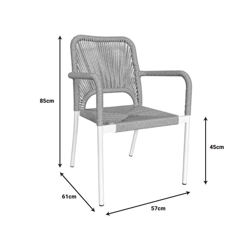 Set de 5 buc masa si scaune de gradina Kliton-Norture aluminiu, alb, 150x80x74 cm, foto produs 11