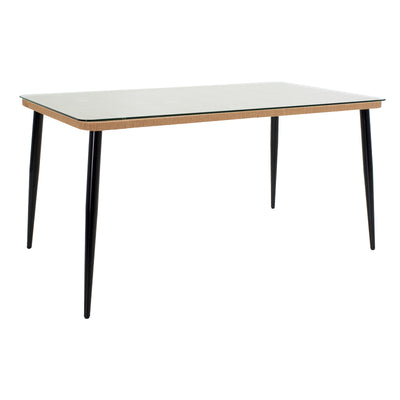 Set de 5 buc masa si scaune de gradina Naoki U ratan Natural si metal, negru, 160x90x78 cm, imagine suplimentara
