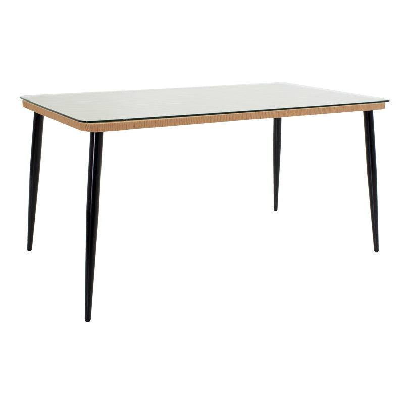 Set de 5 buc masa si scaune de gradina Naoki U ratan Natural si metal, negru, 160x90x78 cm, imagine suplimentara