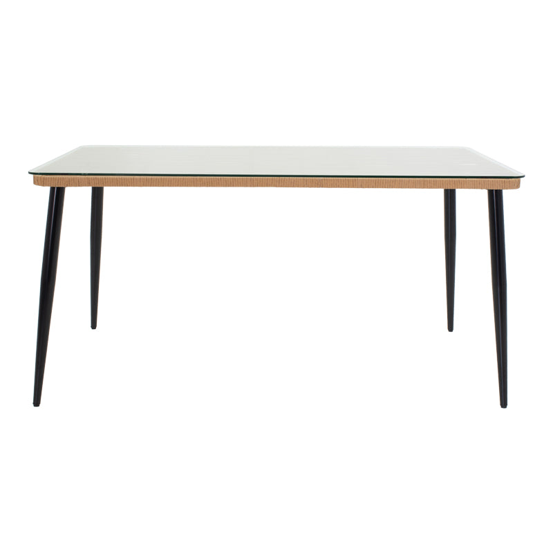 Set de 5 buc masa si scaune de gradina Naoki U ratan Natural si metal, negru, 160x90x78 cm, detaliu produs