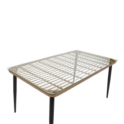 Set de 5 buc masa si scaune de gradina Naoki U ratan Natural si metal, negru, 160x90x78 cm, perspectiva suplimentara