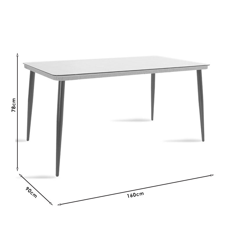Set de 5 buc masa si scaune de gradina Naoki U ratan Natural si metal, negru, 160x90x78 cm, foto produs 8