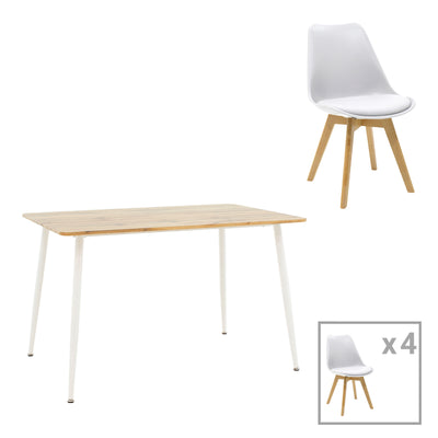 Set de 5 buc masa si scaune Gaston-Cuba alb-sonoma 120x80x75 cm