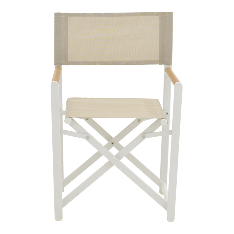 Set de 7 buc masa si scaune de gradina Mabu-Nares aluminiu alb si placaj, Natural, 180x90x72 cm, foto produs