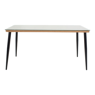 Set de 7 buc masa si scaune de gradina Naoki U ratan Natural si metal, negru, 160x90x78 cm, detaliu produs