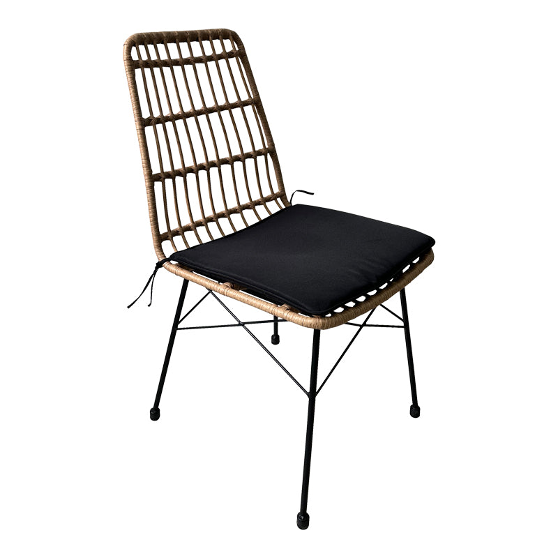 Set de 7 buc masa si scaune de gradina Naoki U ratan Natural si metal, negru, 160x90x78 cm, foto produs