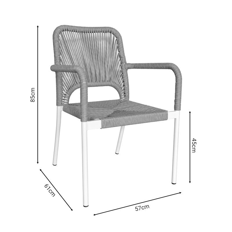 Set de 7 buc masa si scaune de gradina Nares-Norture B aluminiu alb si placaj, Natural, 180x90x72 cm