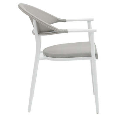 Set de 7 buc masa si scaune de gradina Nares-Pino B aluminiu alb si placaj, Natural, 180x90x72 cm, foto produs 7