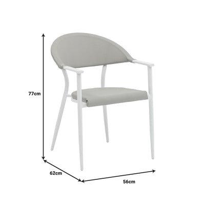 Set de 7 buc masa si scaune de gradina Nares-Pino B aluminiu alb si placaj, Natural, 180x90x72 cm, foto produs 9