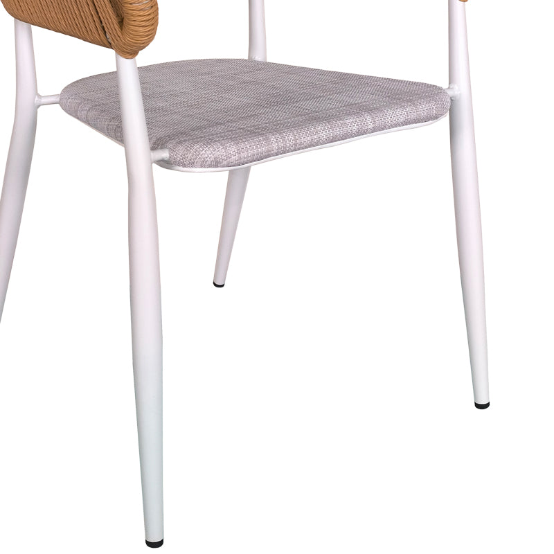 Set de 7 buc masa si scaune de gradina Nares-Raven B aluminiu alb si placaj, Natural, 180x90x72 cm, foto produs 7