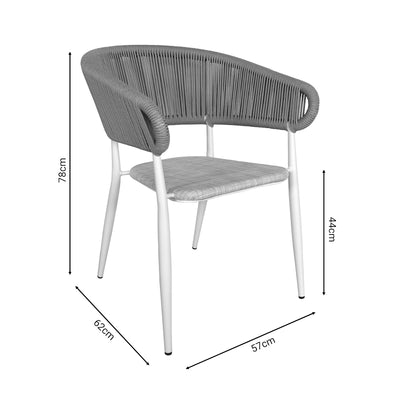 Set de 7 buc masa si scaune de gradina Nares-Raven B aluminiu alb si placaj, Natural, 180x90x72 cm, foto produs 9