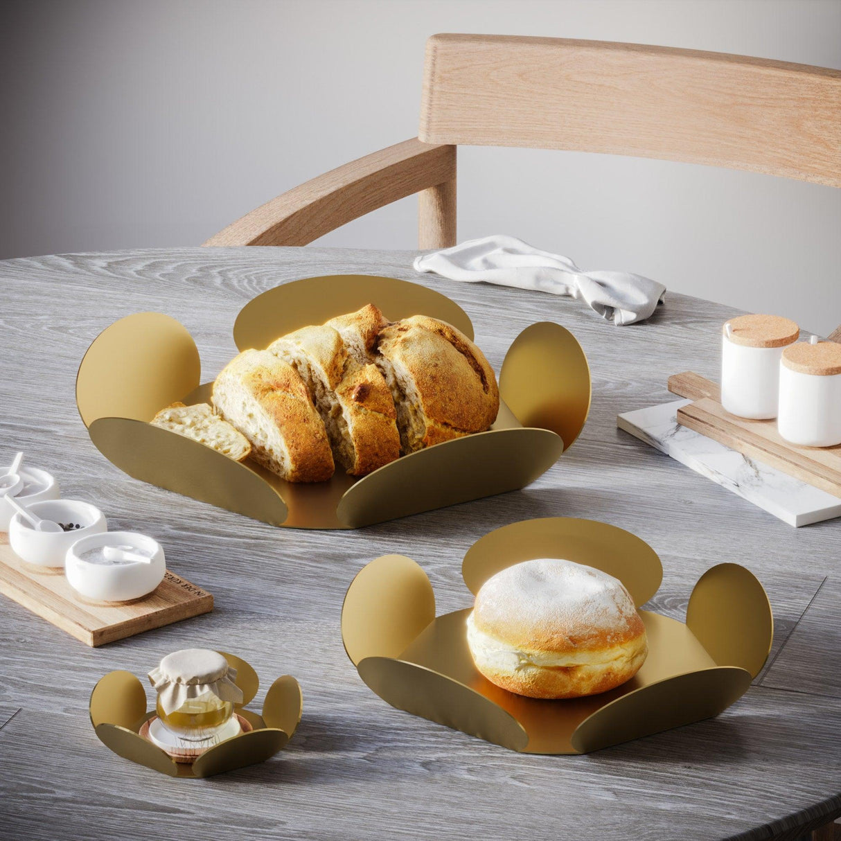 Set de accesorii metalice decorative (3 bucăți) Decorative Metal Accessory Set (3 Pieces) Antonio 1, Aur, 13x13 cm