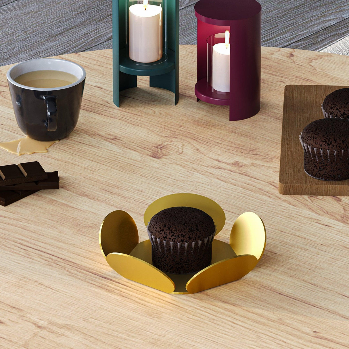 Set de accesorii metalice decorative (3 bucăți) Decorative Metal Accessory Set (3 Pieces) Antonio 1, Aur, 13x13 cm