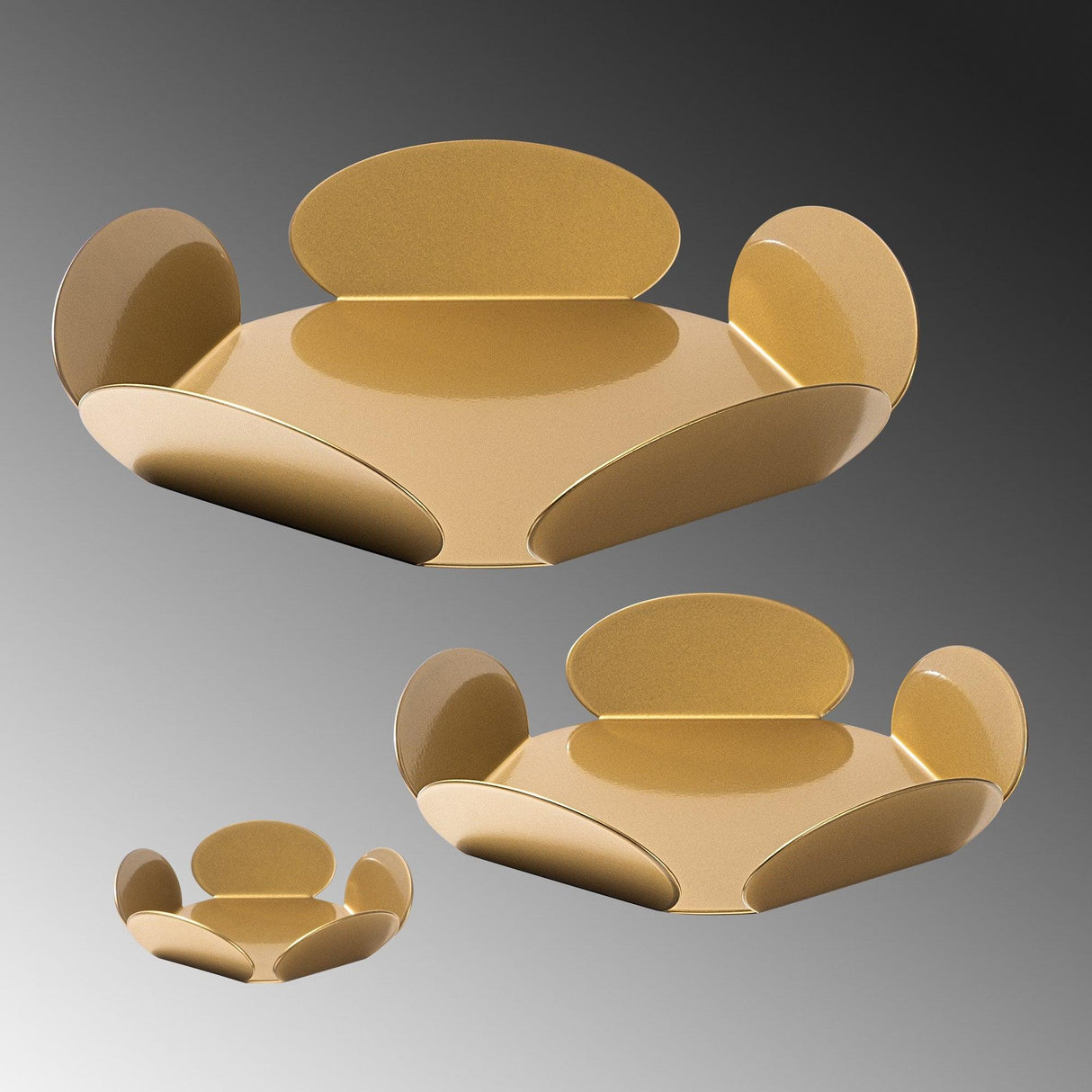 Set de accesorii metalice decorative (3 bucăți) Decorative Metal Accessory Set (3 Pieces) Antonio 1, Aur, 13x13 cm