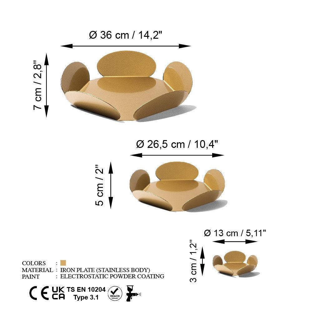 Set de accesorii metalice decorative (3 bucăți) Decorative Metal Accessory Set (3 Pieces) Antonio 1, Aur, 13x13 cm