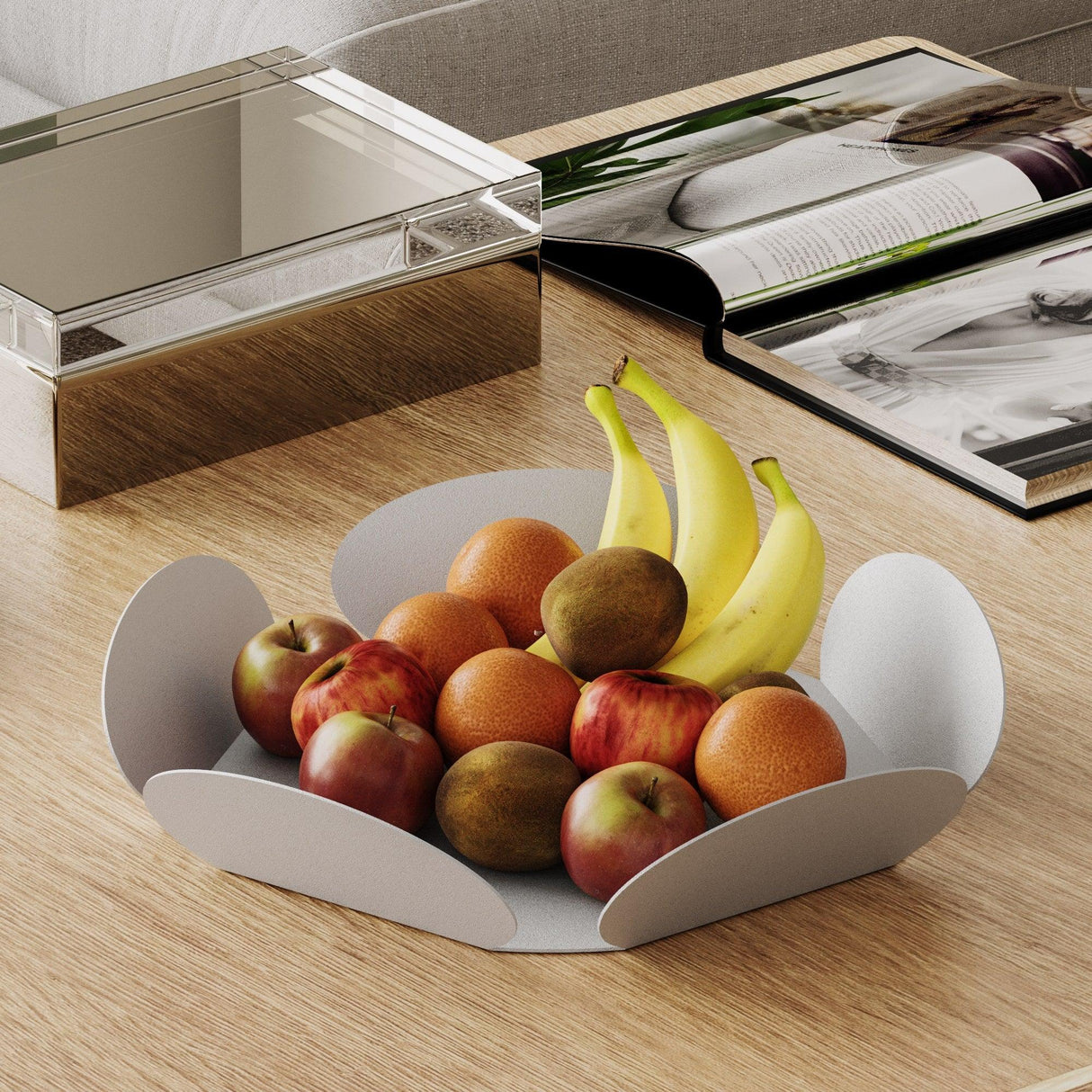 Set de accesorii metalice decorative (3 bucăți) Decorative Metal Accessory Set (3 Pieces) Antonio 2, Gri deschis, 13x13 cm