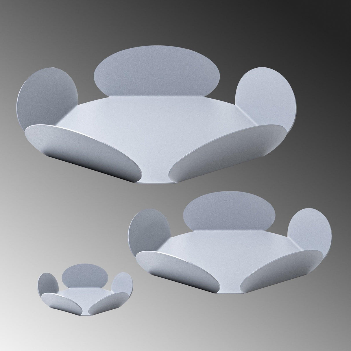 Set de accesorii metalice decorative (3 bucăți) Decorative Metal Accessory Set (3 Pieces) Antonio 2, Gri deschis, 13x13 cm