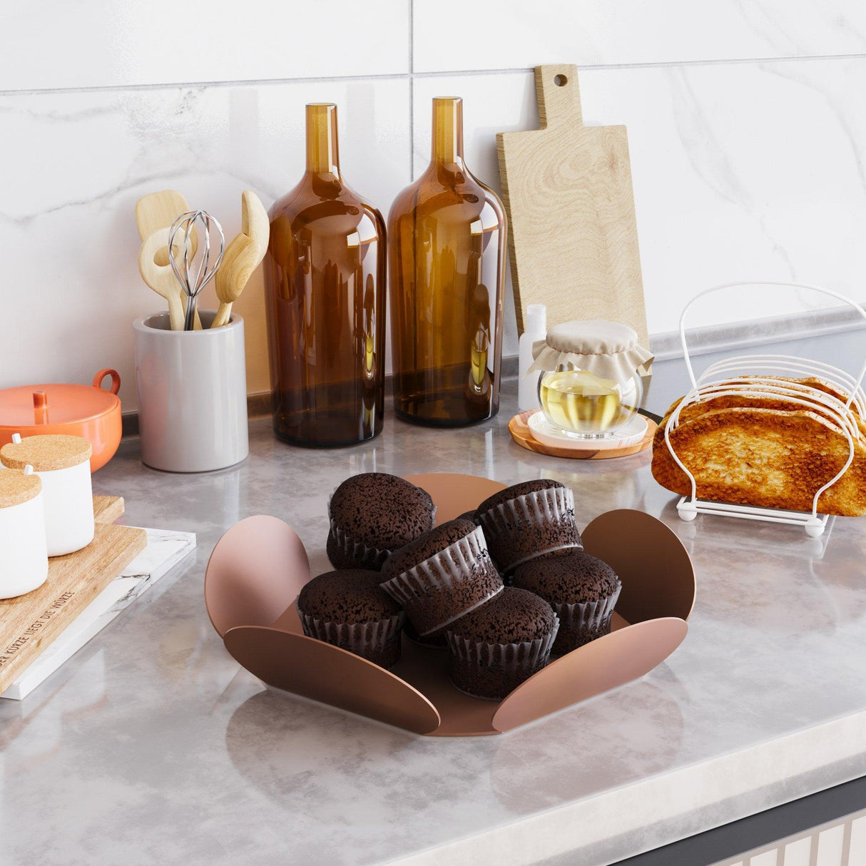 Set de accesorii metalice decorative (3 bucăți) Decorative Metal Accessory Set (3 Pieces) Artistic 1, Cupru, 13x13 cm