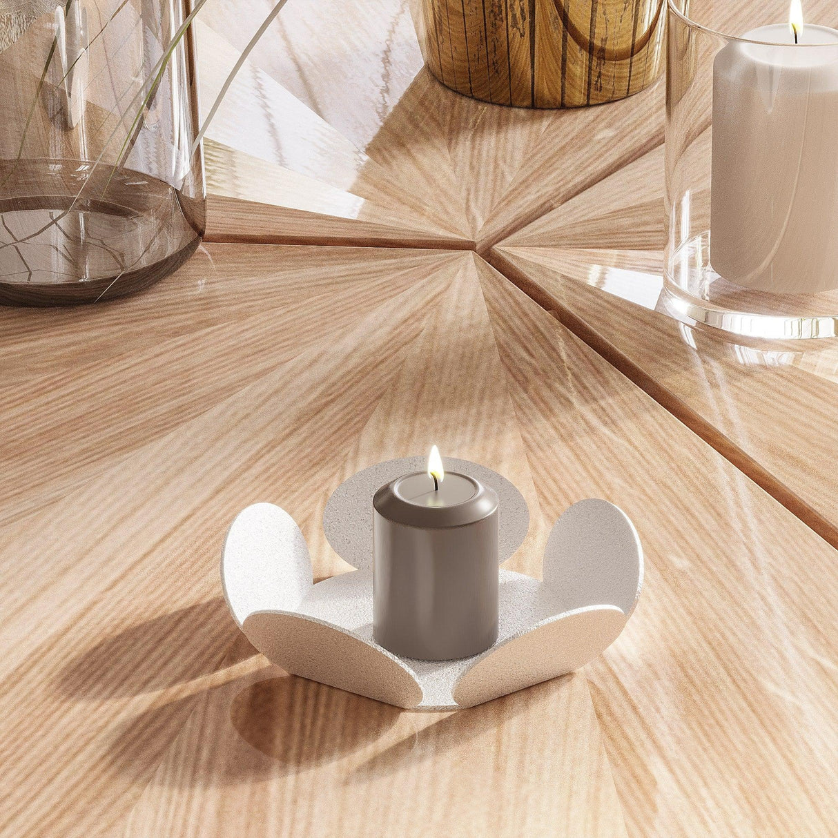 Set de accesorii metalice decorative (3 bucăți) Decorative Metal Accessory Set (3 Pieces) Modern 1, Alb, 13x13 cm