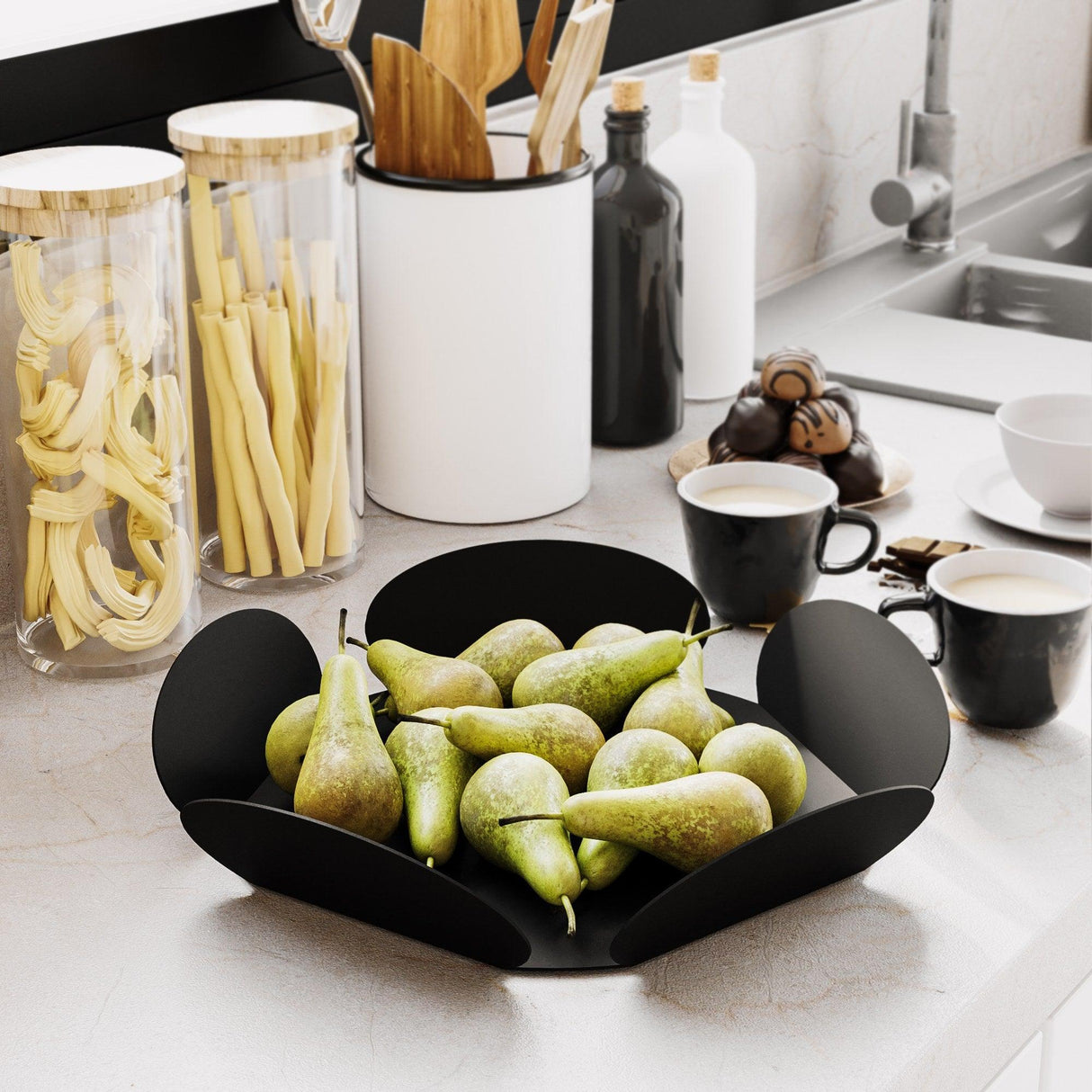 Set de accesorii metalice decorative (3 bucăți) Rodos, Negru, 13x13 cm