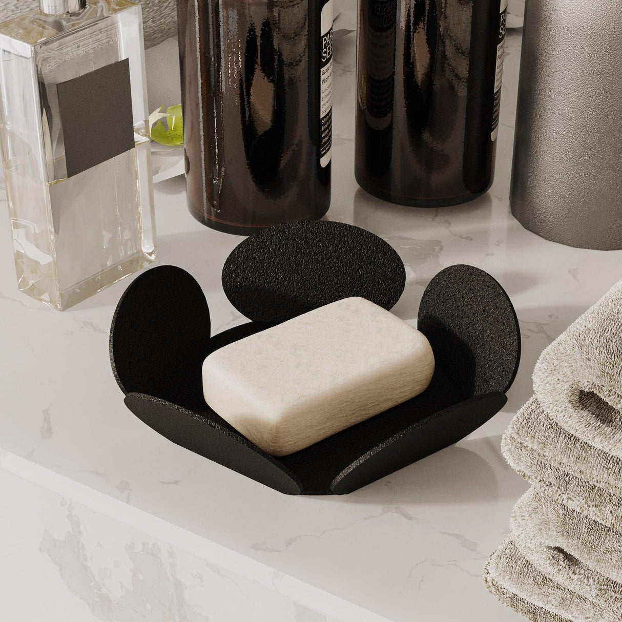 Set de accesorii metalice decorative (3 bucăți) Rodos, Negru, 13x13 cm