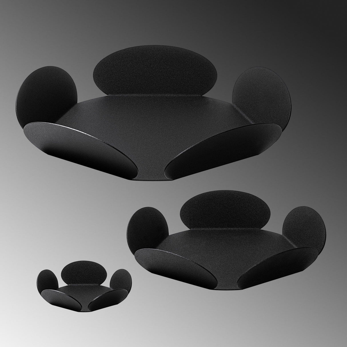 Set de accesorii metalice decorative (3 bucăți) Rodos, Negru, 13x13 cm