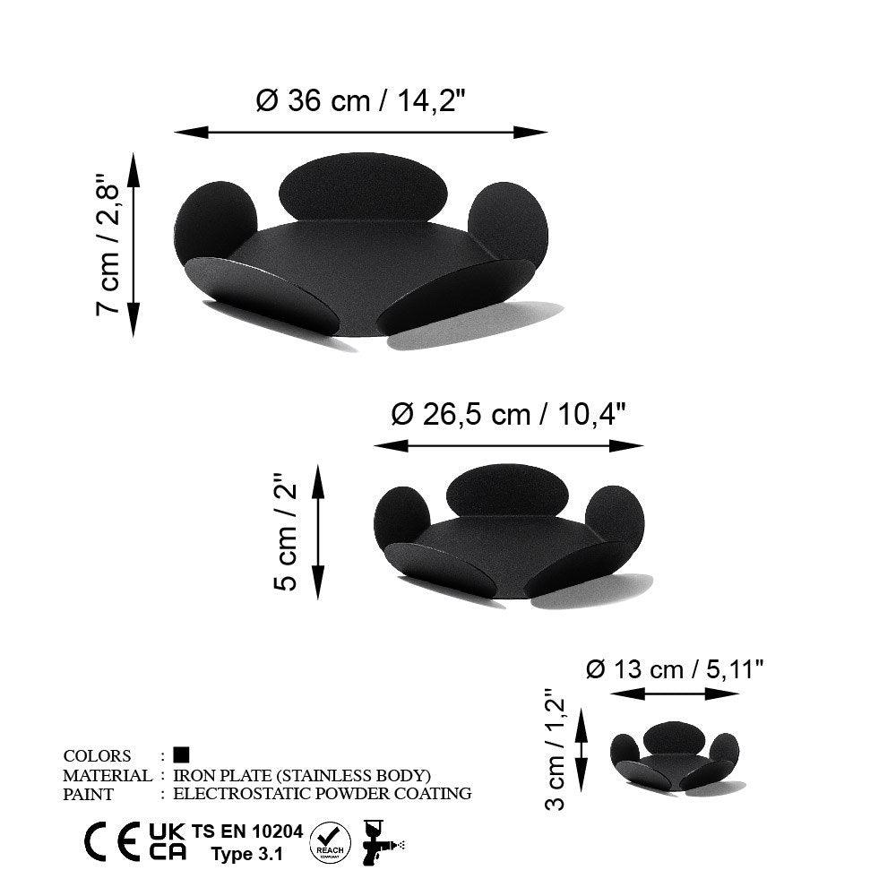 Set de accesorii metalice decorative (3 bucăți) Rodos, Negru, 13x13 cm