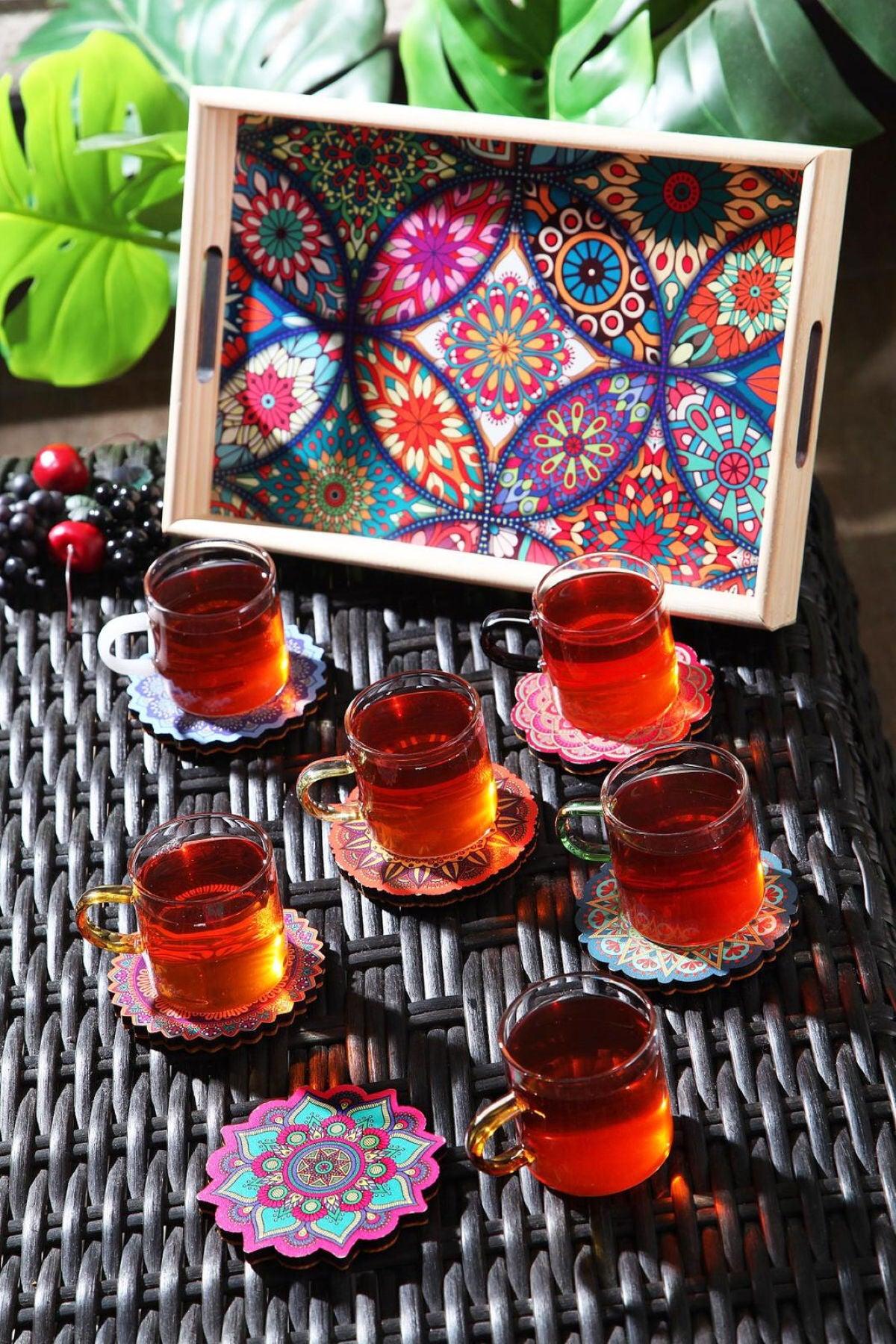 Set de cani de ceai, Multicolor, 25.5x11x35 cm