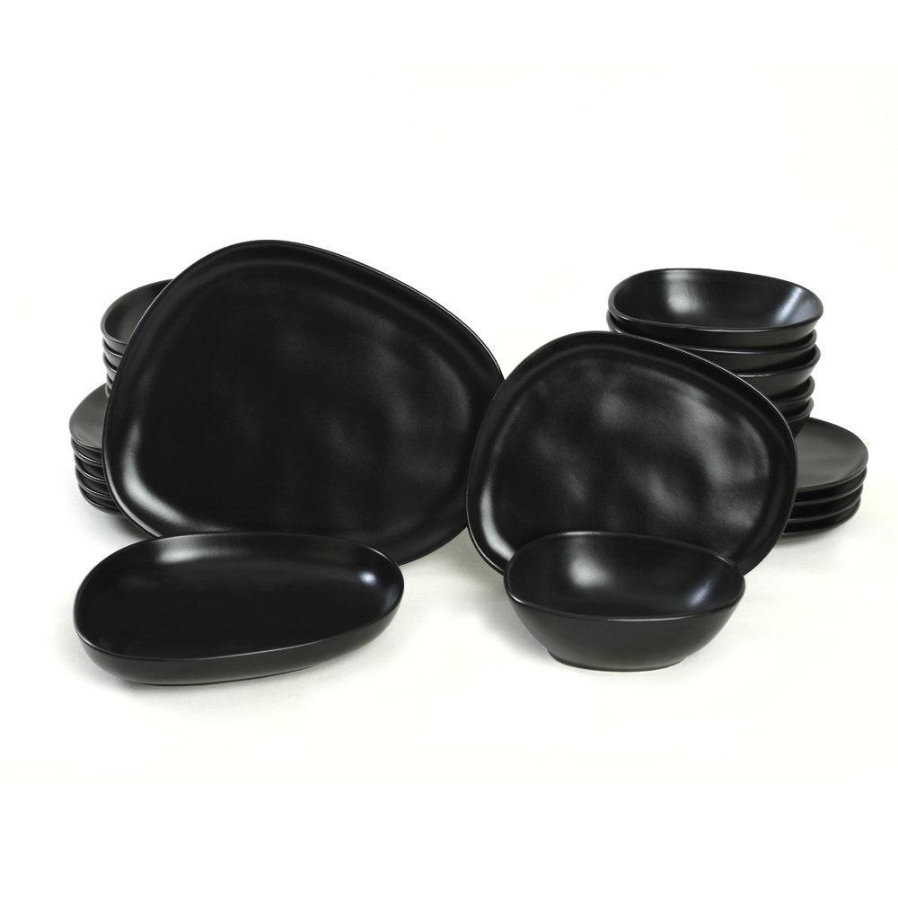 Set de cină din ceramică, Negru, 30 cm
