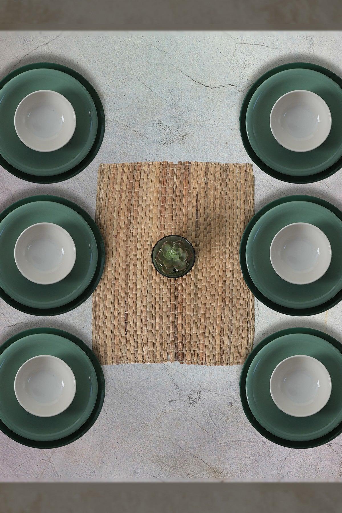 Set de cină din ceramică, Verde, 26 cm