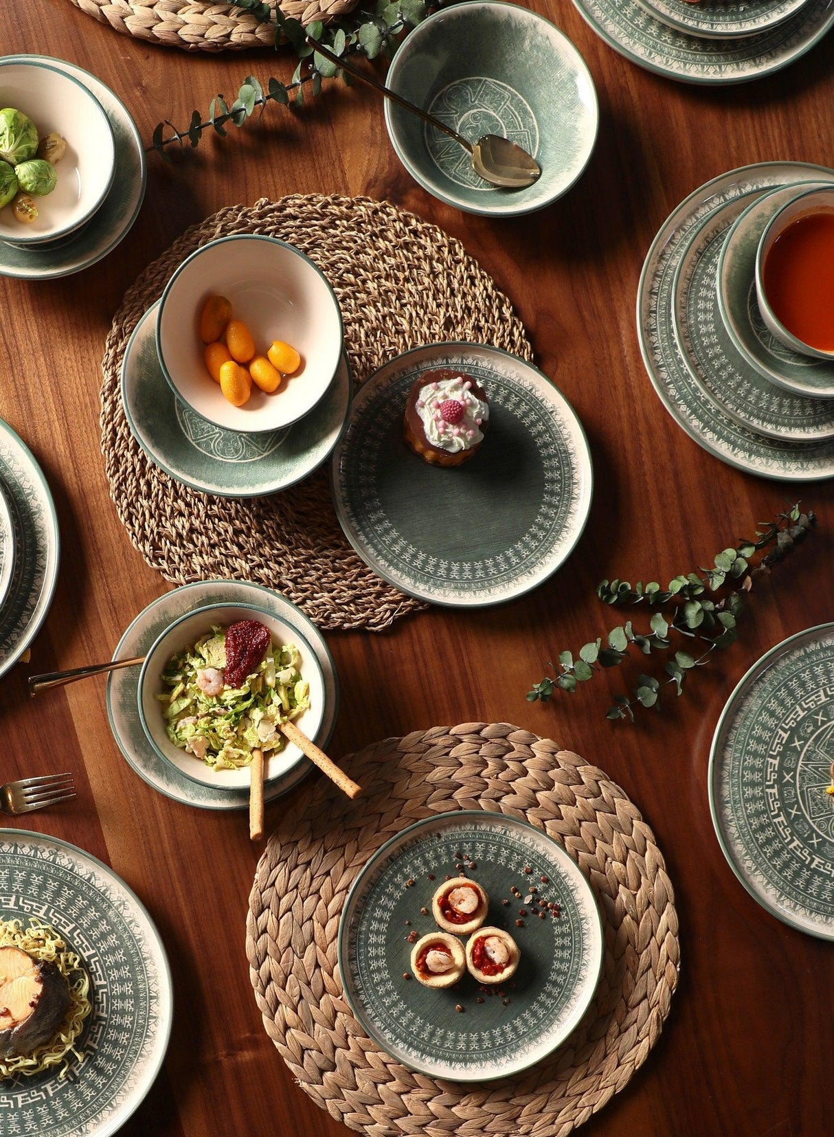 Set de cină din ceramică, Verde