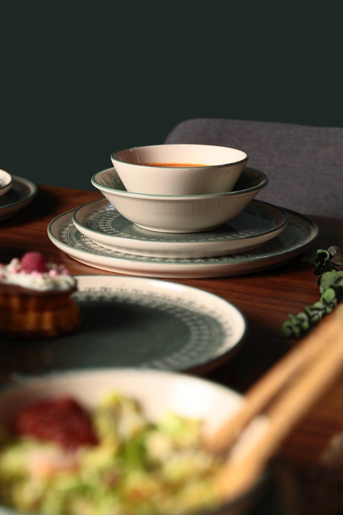 Set de cină din ceramică, Verde