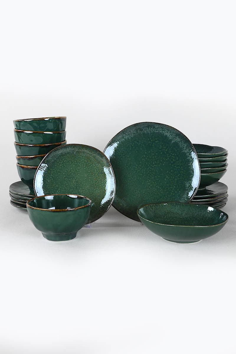 Set de cină din ceramică Zumrut Set 24 piese, Verde inchis, 26 cm