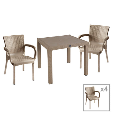 mobilier de gradina Set de cina Explore-Festive set 5 piese Crem 90x90x74 cm