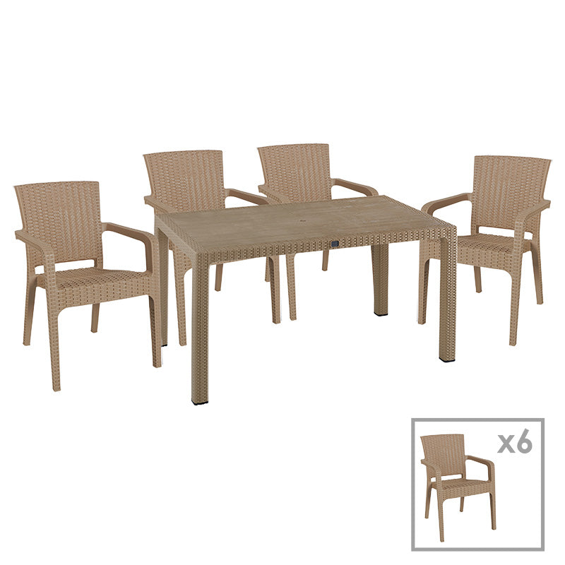 mobilier de gradina Set de dining Explore-Halcyon 7 piese, Crem 150x90x74 cm
