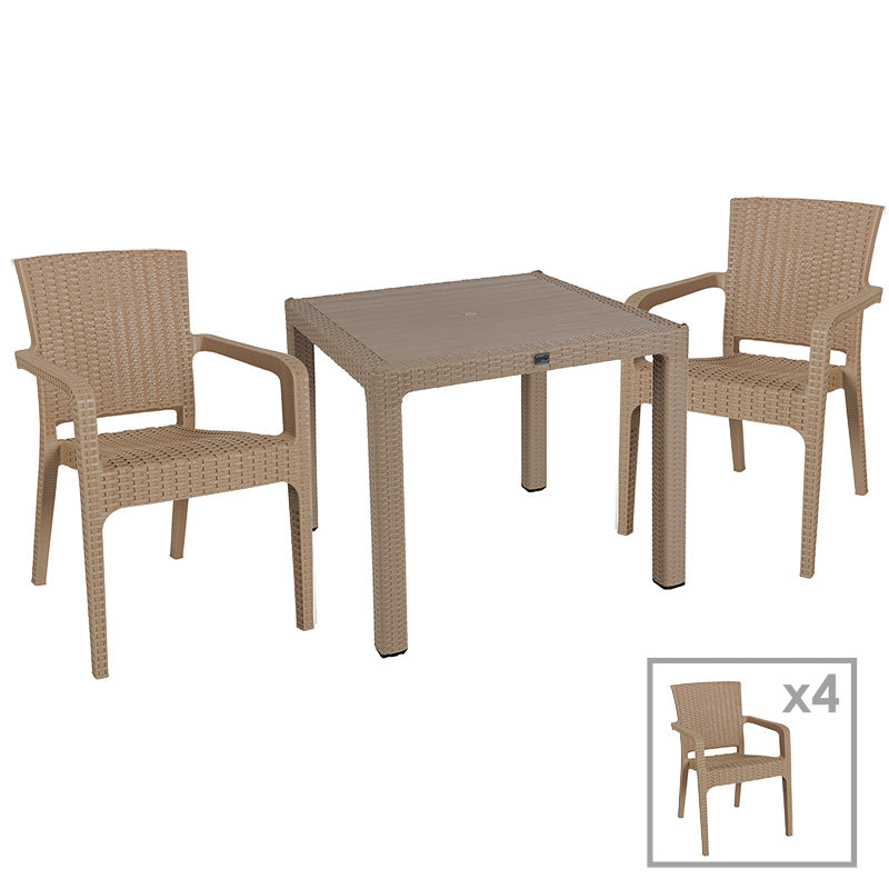 mobilier de gradina Set de dining Explore-Halcyon set 5 piese capucino 90x90x74 cm