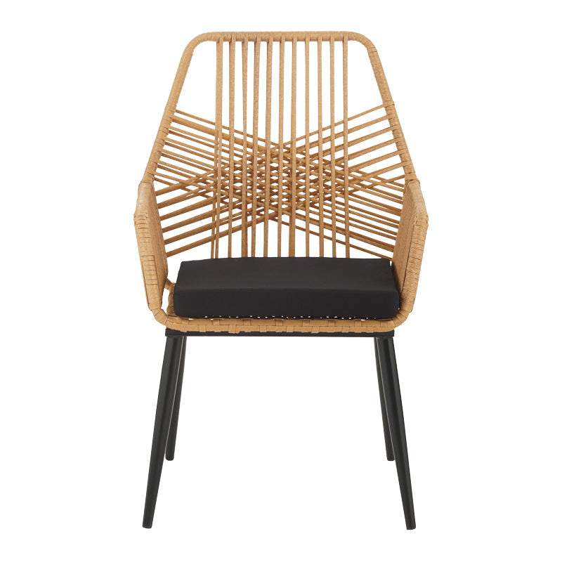 Set de dining Naoki-Tanish 5 bucati din ratan de sticla PE, Natural cu picioare negre, 140x80x78 cm, detaliu produs