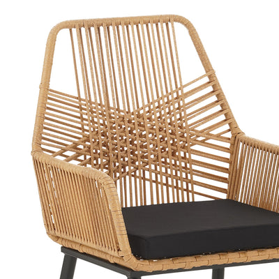 Set de dining Naoki-Tanish 5 bucati din ratan de sticla PE, Natural cu picioare negre, 140x80x78 cm, perspectiva suplimentara