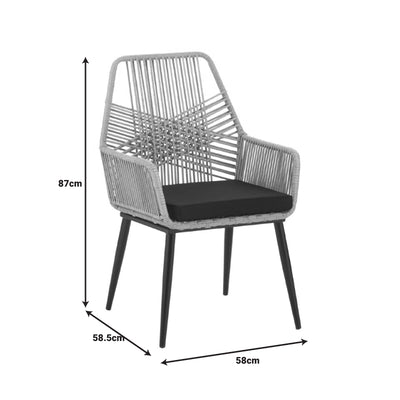 Set de dining Naoki-Tanish 5 bucati din ratan de sticla PE, Natural cu picioare negre, 140x80x78 cm, foto produs 8