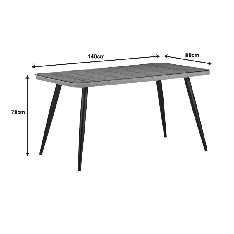 Set de dining Naoki-Tanish 5 bucati din ratan de sticla PE, Natural cu picioare negre, 140x80x78 cm, foto produs 9