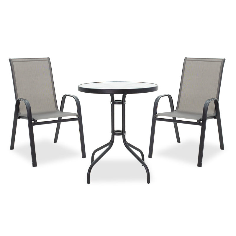 mobilier de gradina Set de dining pentru gradina 3 buc Calan-Watson metal negru-textilene negru D60x70 cm