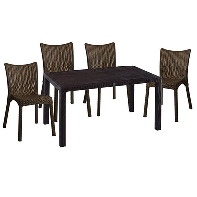 mobilier de gradina Set de gradina masa si scaune Explore-Confident set 5 piese maro 150x90x73 cm