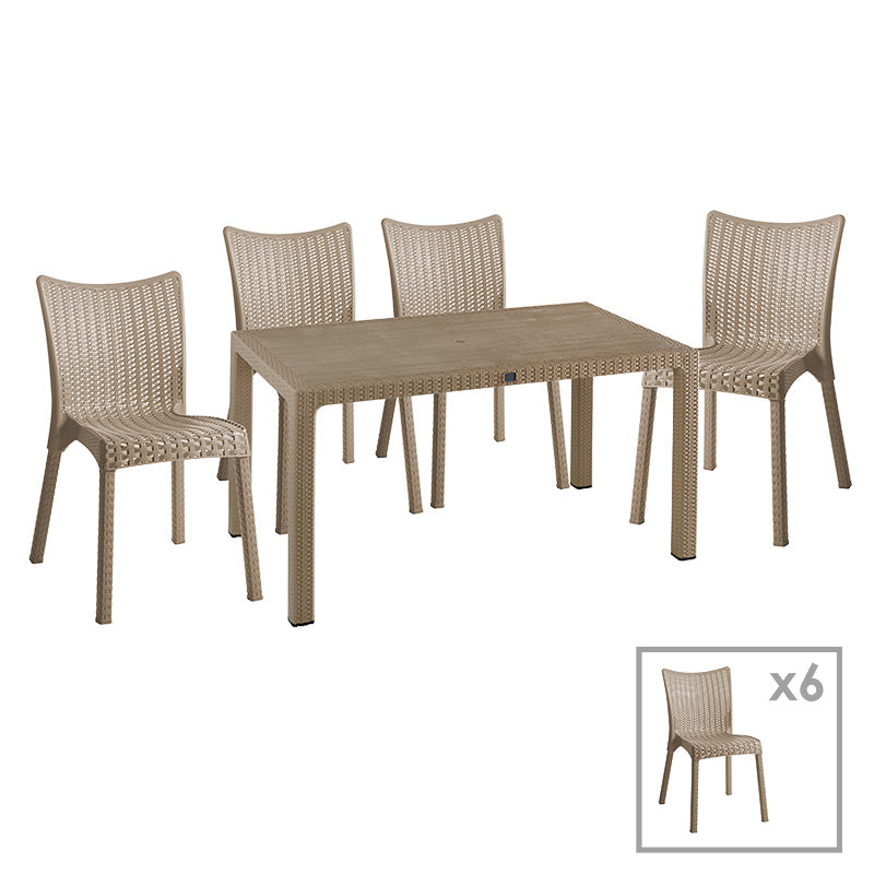 mobilier de gradina Set de gradina masa si scaune Explore, Confident set 7 piese cappuccino 150x90x73 cm