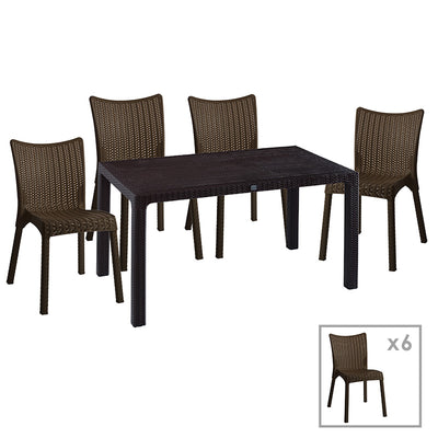 mobilier de gradina Set de gradina masa si scaune Explore-Confident set 7 piese maro 150x90x73 cm