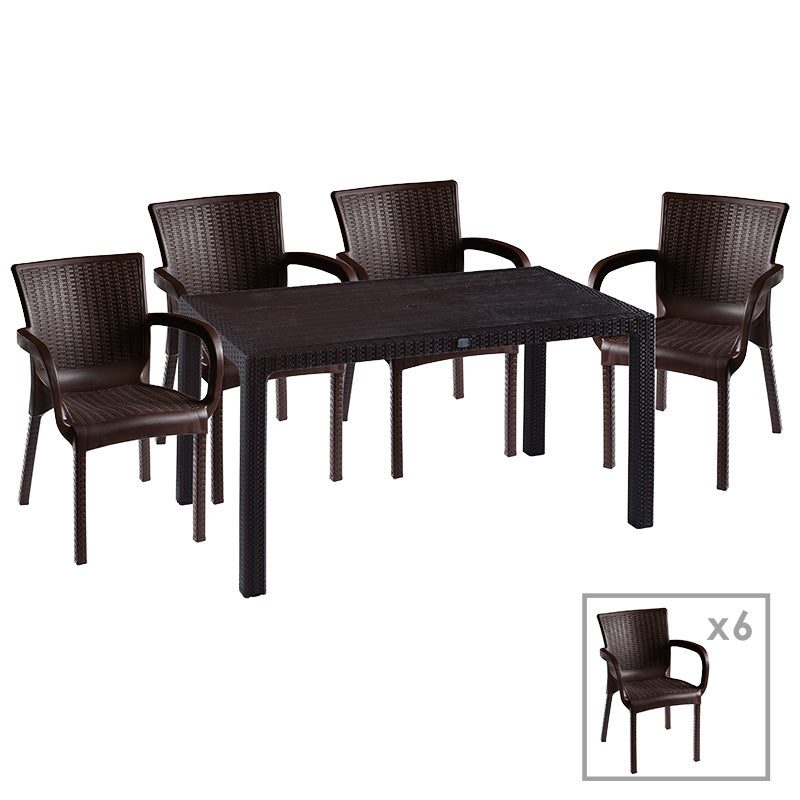 mobilier de gradina Set de gradina masa si scaune Explore-Festive set 7piese maro 150x90x73 cm