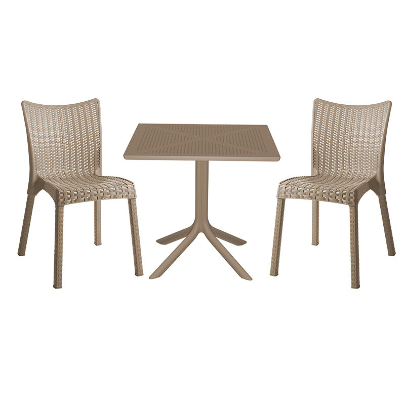 Set de gradina masa si scaune Groovy, Confident set 3 piese, cappuccino, 80x80x74 cm